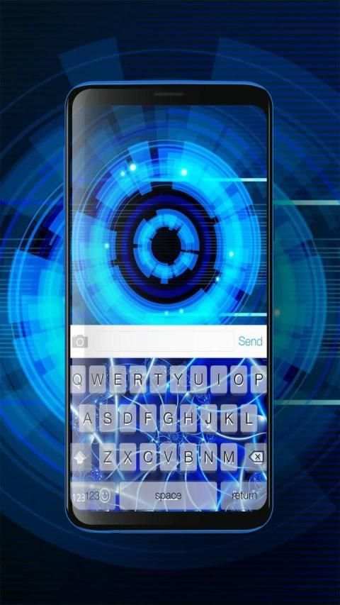 Keyboard Neon Biru Tema screenshot 2
