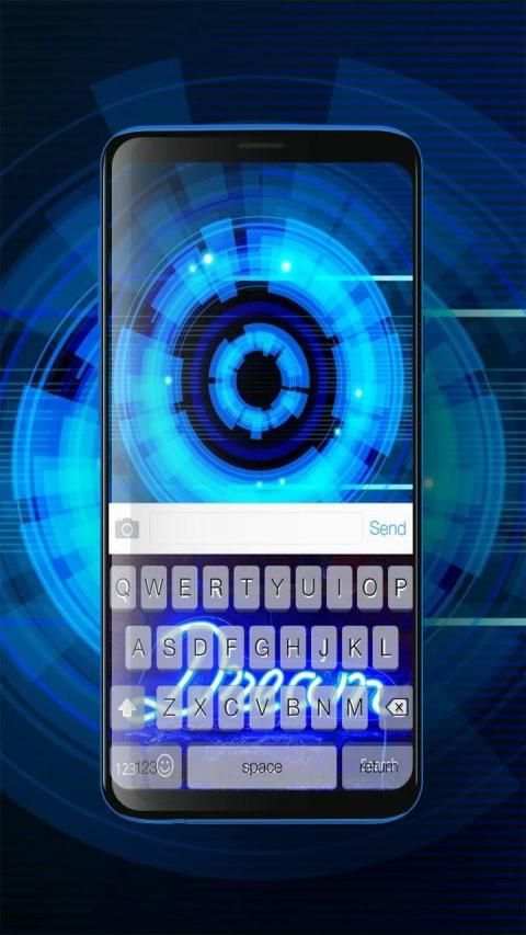 Keyboard Neon Biru Tema screenshot 3