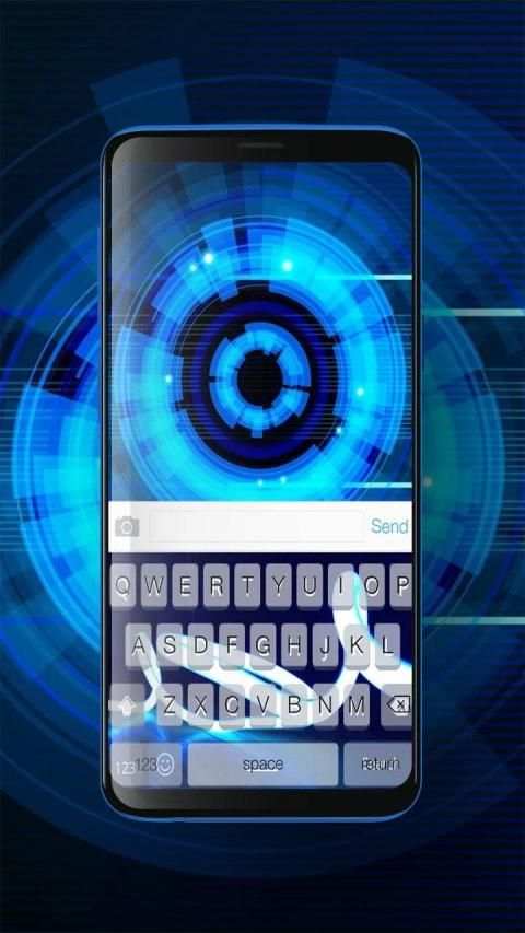 Keyboard Neon Biru Tema screenshot 1