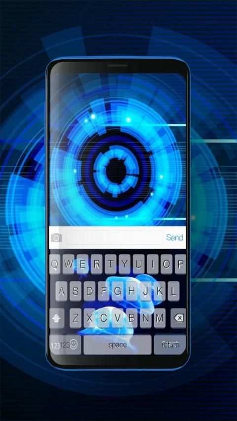 Keyboard Neon Biru Tema screenshot 4