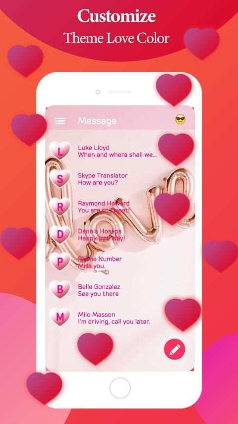 Messenger SMS - Color Love Theme SMS screenshot 5