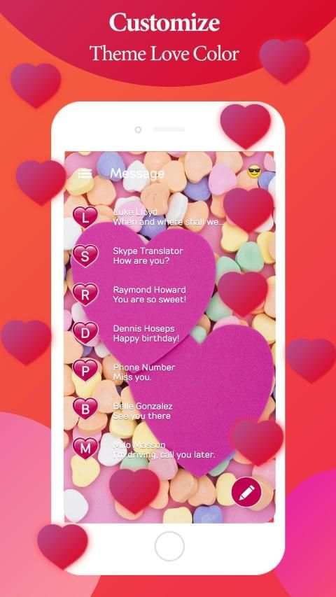 Messenger SMS - Color Love Theme SMS screenshot 6
