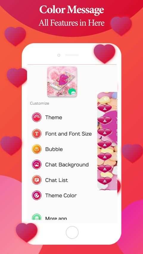 Messenger SMS - Color Love Theme SMS screenshot 2