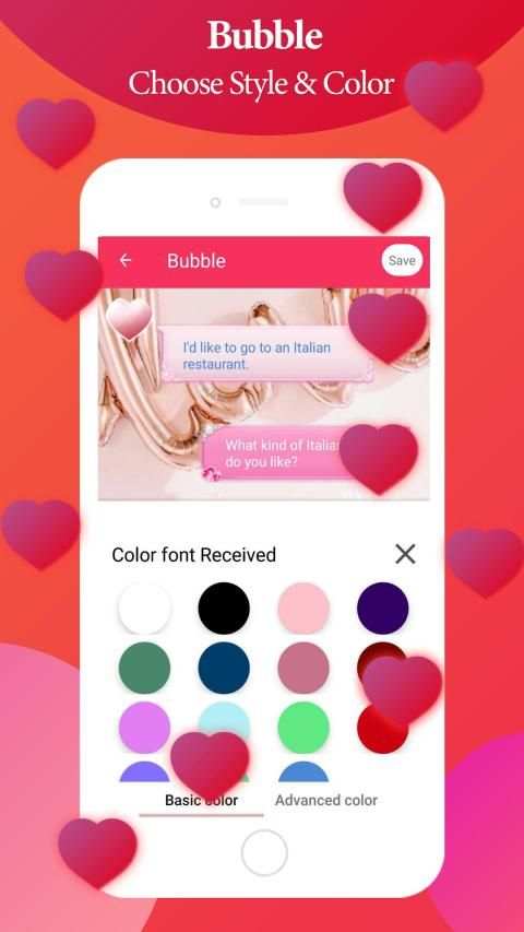 Messenger SMS - Color Love Theme SMS screenshot 1