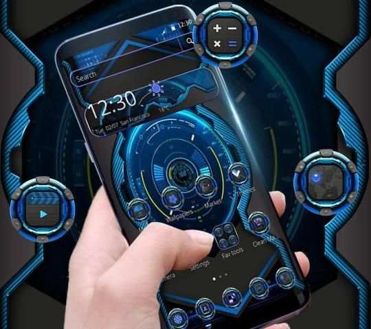 Tema Papan Dasbor Tech Biru screenshot 4