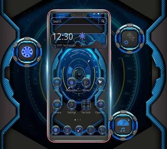Tema Papan Dasbor Tech Biru screenshot 3
