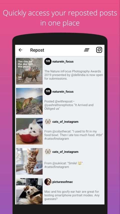 Kit for Instagram - Repost and Big Profile Photo screenshot 1