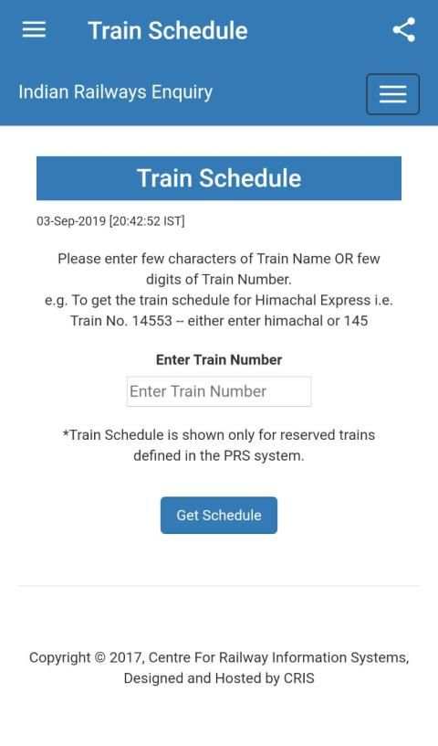 NTES Train Enquiry screenshot 1