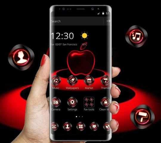 Red Neon Apple Dark Theme स्क्रीनशॉट 4