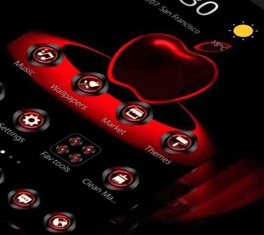 Red Neon Apple Dark Theme स्क्रीनशॉट 3