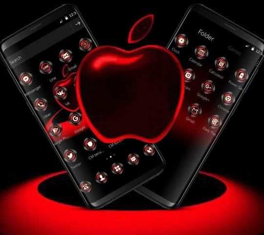 Red Neon Apple Dark Theme स्क्रीनशॉट 1