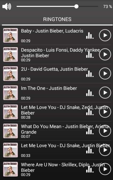 Justin Bieber Ringtones Free स्क्रीनशॉट 2