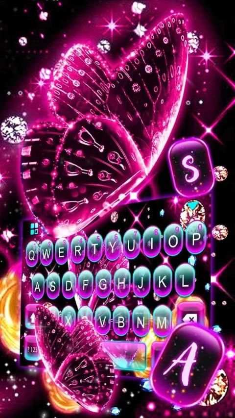 Neon Pink Butterfly Keyboard screenshot 2