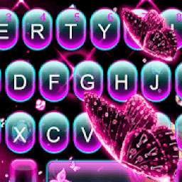 Neon Pink Butterfly Keyboard 10001003