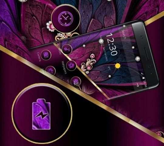 Tema Logam Bulu Ungu Gelap screenshot 3