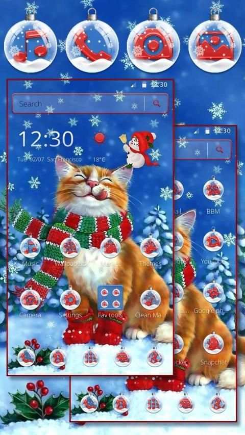Snow Scarf Christmas Cat Theme screenshot 2