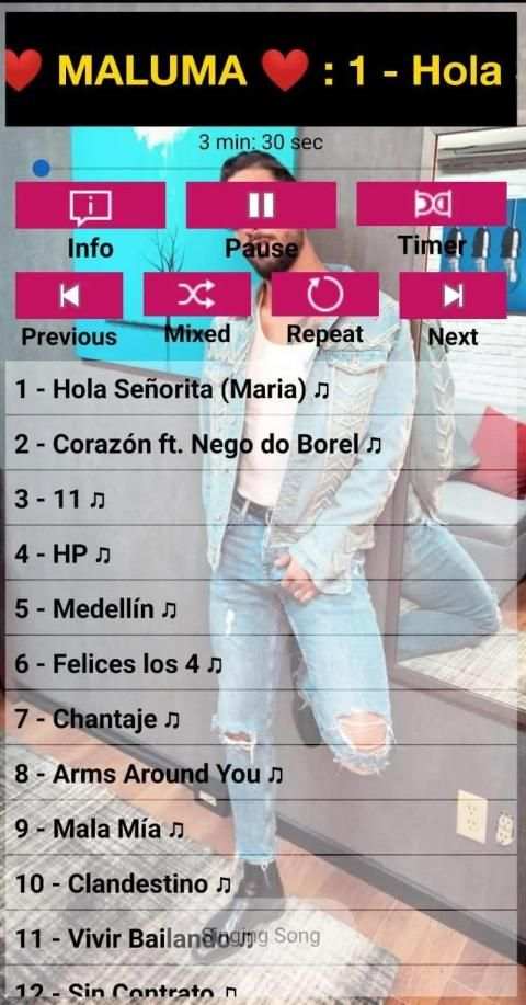 Maluma SONGS OFFLINE ( 50 SONGS ) скриншот 3