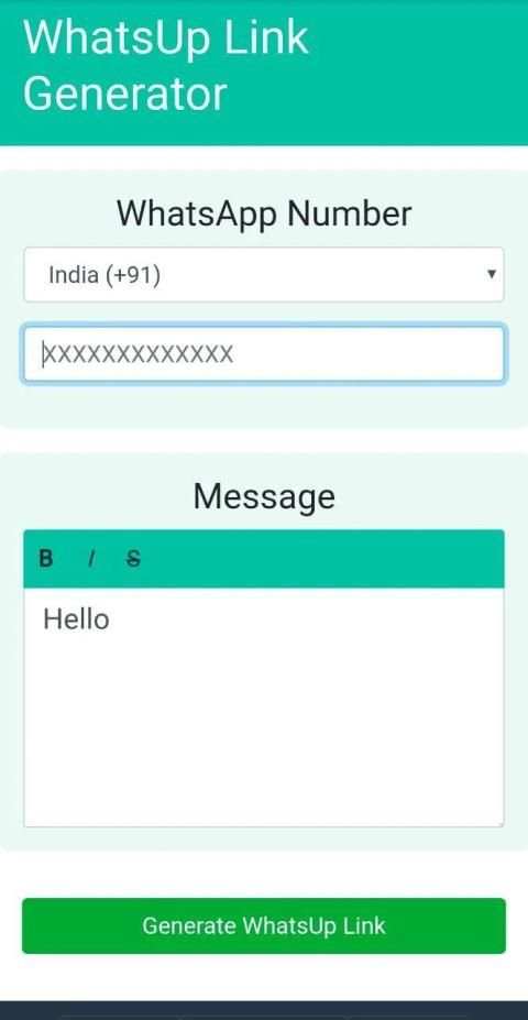 WhatsUp Link Generator screenshot 2