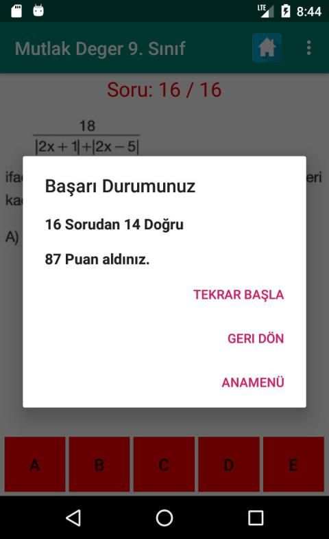 Mutlak Değer 9. Sınıf Matematik Konu Anlatımı Test screenshot 3