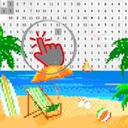 Beach Pixel Art Coloring By Number