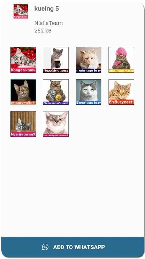 Meme Kucing Lucu Stiker WA screenshot 6