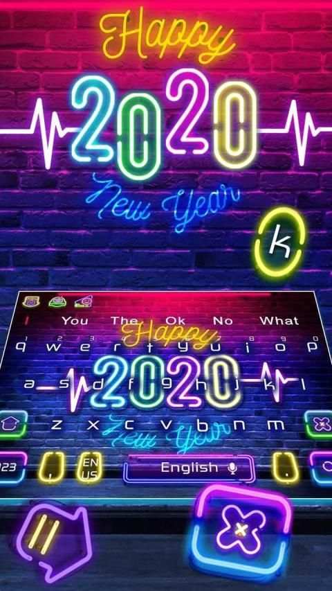 Neon Happy New Year 2020 Keyboard Theme स्क्रीनशॉट 3