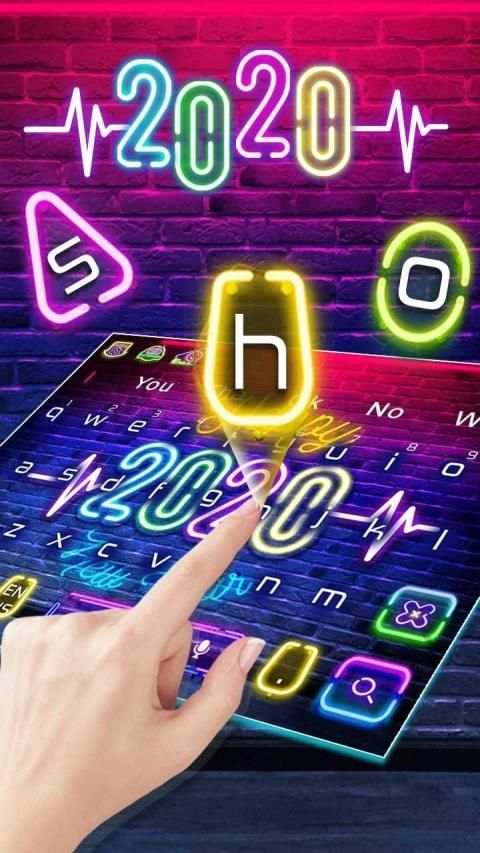 Neon Happy New Year 2020 Keyboard Theme स्क्रीनशॉट 1