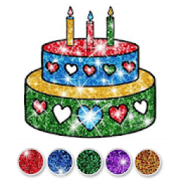 ikon Glitter Birthday Cake Coloring and Drawing