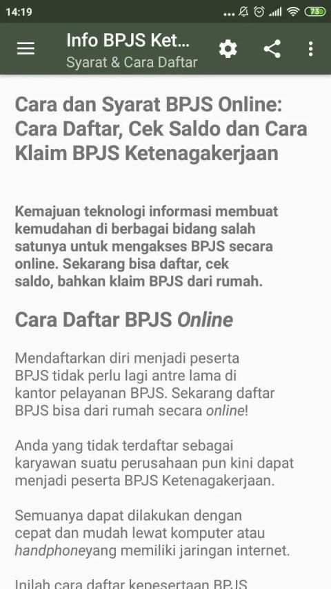 Info BPJS Ketenagakerjaan (Unofficial) скриншот 1