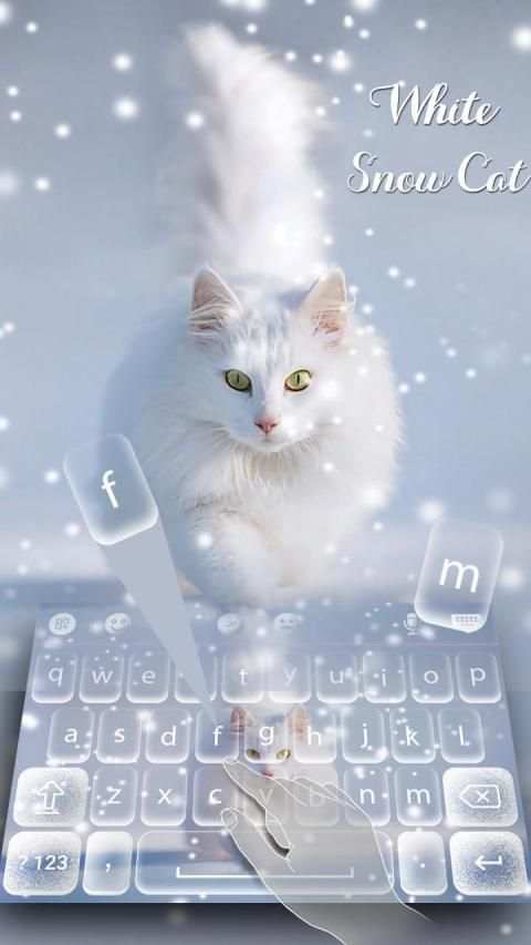 White Snow Cat keyboard Theme स्क्रीनशॉट 5
