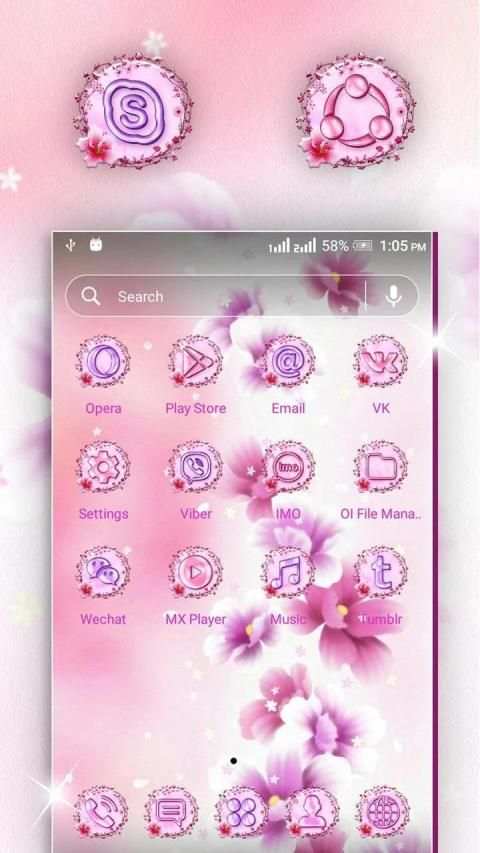 Pink Flower Launcher Theme स्क्रीनशॉट 4