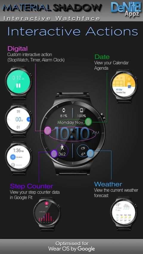 Material Shadow HD WatchFace Widget Live Wallpaper screenshot 15
