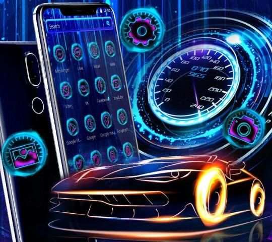 Neon Racing Car Speedometer Theme screenshot 3