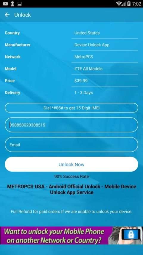 Free Unlock Network Code for ZTE SIM screenshot 4