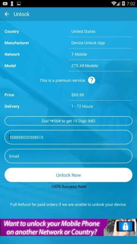 Free Unlock Network Code for ZTE SIM स्क्रीनशॉट 5