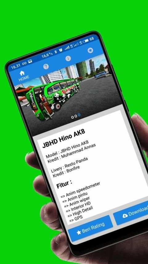 Mod BUSSID : Bus JBHD Hino AK Restu Panda screenshot 4