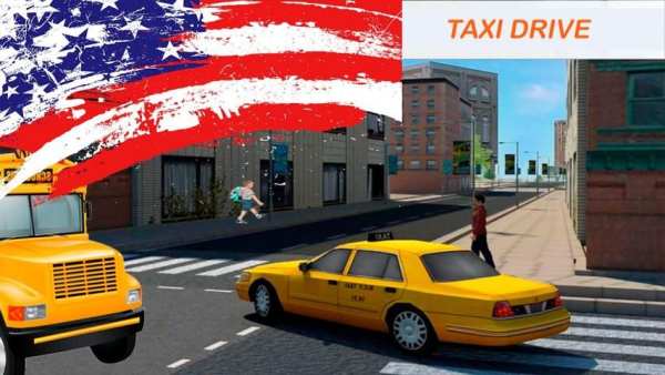 Real Taxi Game Simulator USA Cities स्क्रीनशॉट 1