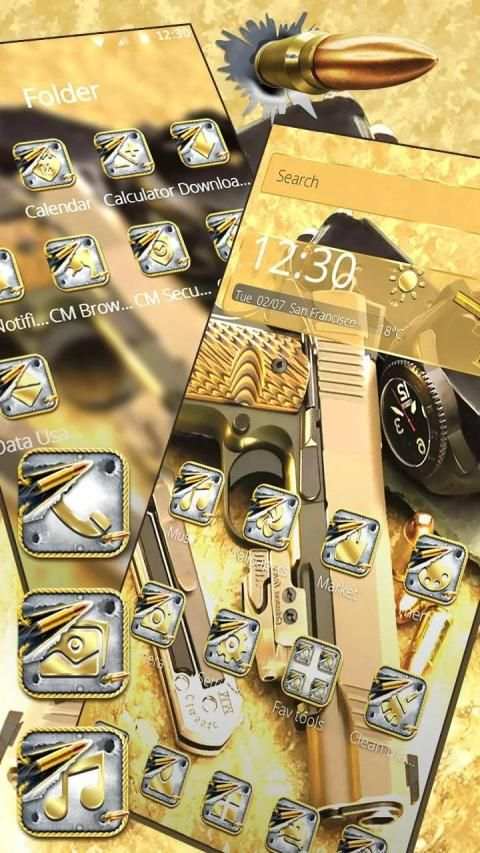 Tema Emas Keren Bullet Gun screenshot 3