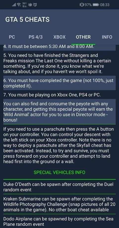Cheats code collection for GTA 5 screenshot 3