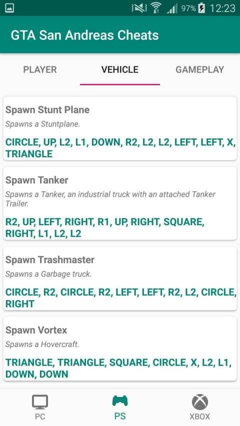 Cheats for GTA San Andreas स्क्रीनशॉट 4