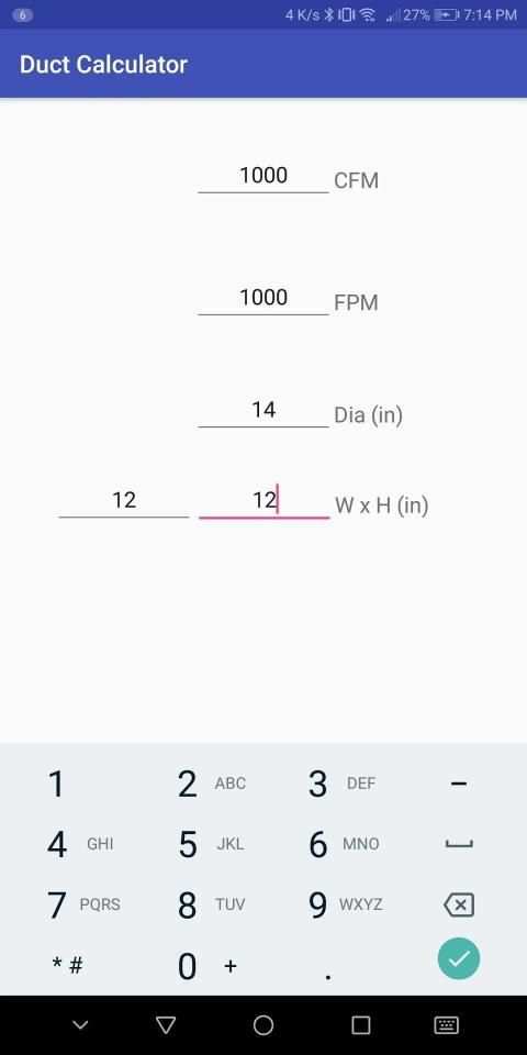 Duct Calculator स्क्रीनशॉट 3