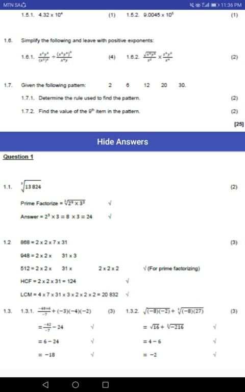 Grade 8 Mathematics Mobile Application screenshot 1