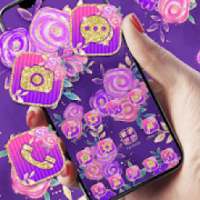 Purple Gold Flower theme