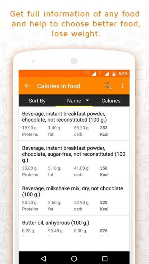 Calories in food screenshot 2