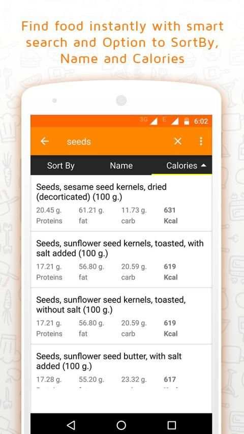 Calories in food screenshot 1