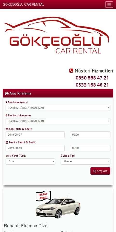 Gökçeoğlu Car Rental स्क्रीनशॉट 1