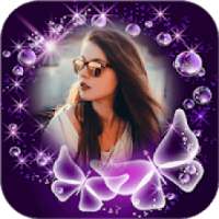 Neon Butterfly Flower Photo Frames on 9Apps