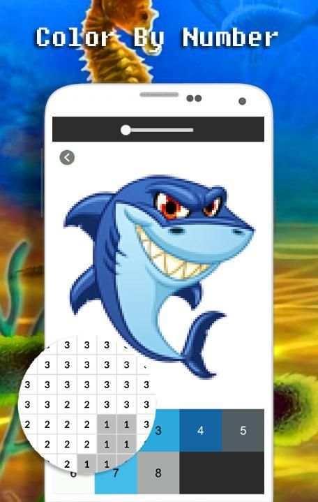 Funny Shark Color By Number - Pixel Art screenshot 5