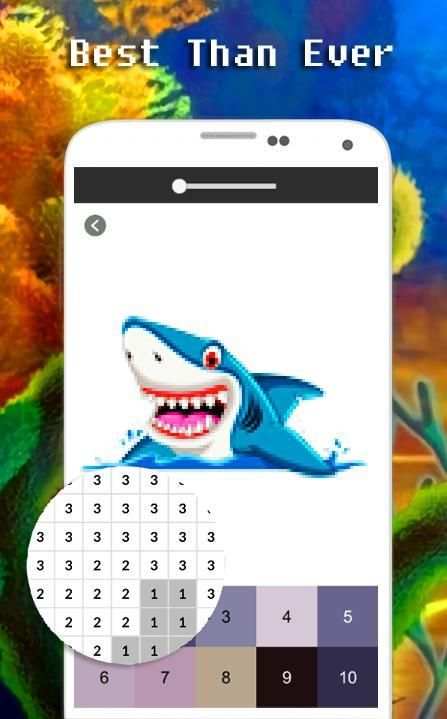 Funny Shark Color By Number - Pixel Art screenshot 6