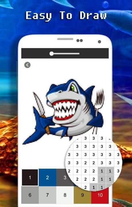 Funny Shark Color By Number - Pixel Art screenshot 3